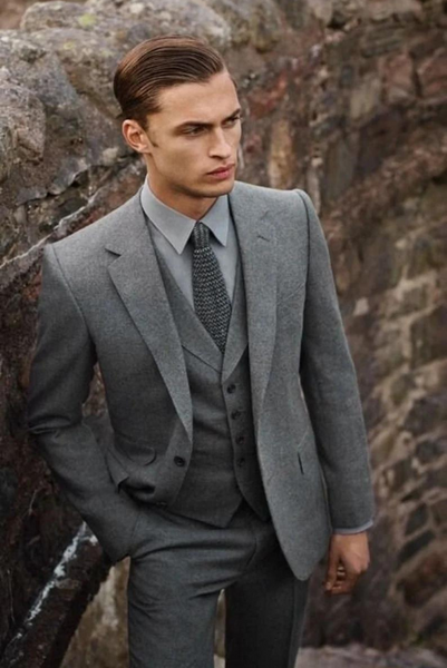 Men Grey Tweed Suit | Winter Wedding Suit | Dinner Suits | Sainly– SAINLY