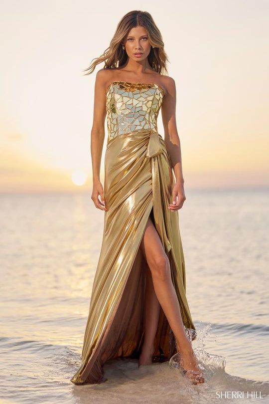Ashley Lauren 1860 Size 6 Long Fitted metallic mermaid prom dress Page –  Glass Slipper Formals