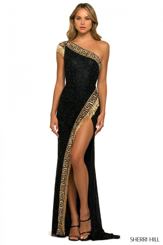 Sherri Hill Sequin One Shoulder Dress 54797