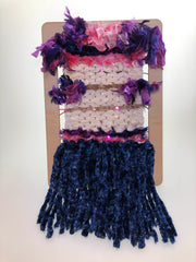 Weaving in pink, purple and blue
