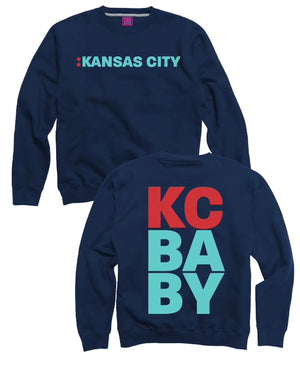 Youth Navy KC Baby Sweatshirt - Pink Dinosaur Boutique