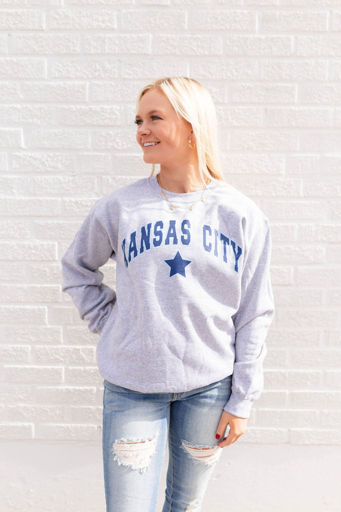 Grey Kansas City Crown Sweatshirt – Pink Dinosaur Boutique