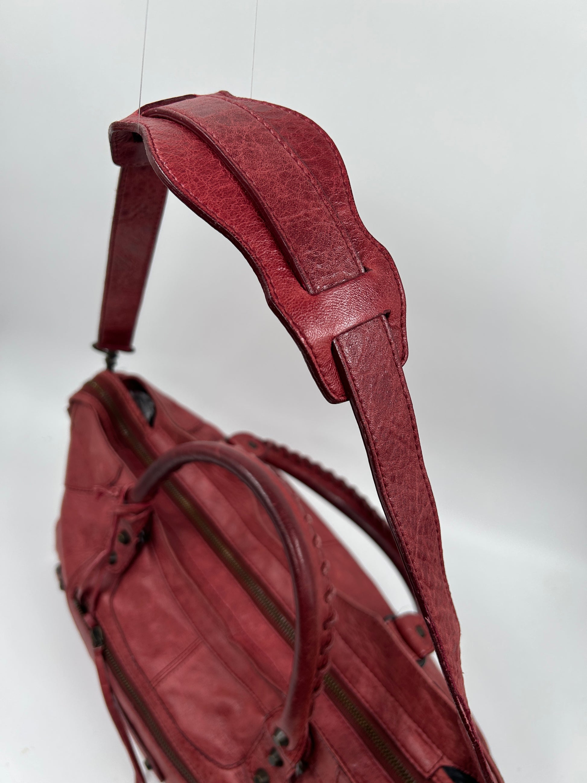 Red Leather Balenciaga City rewear-vintage