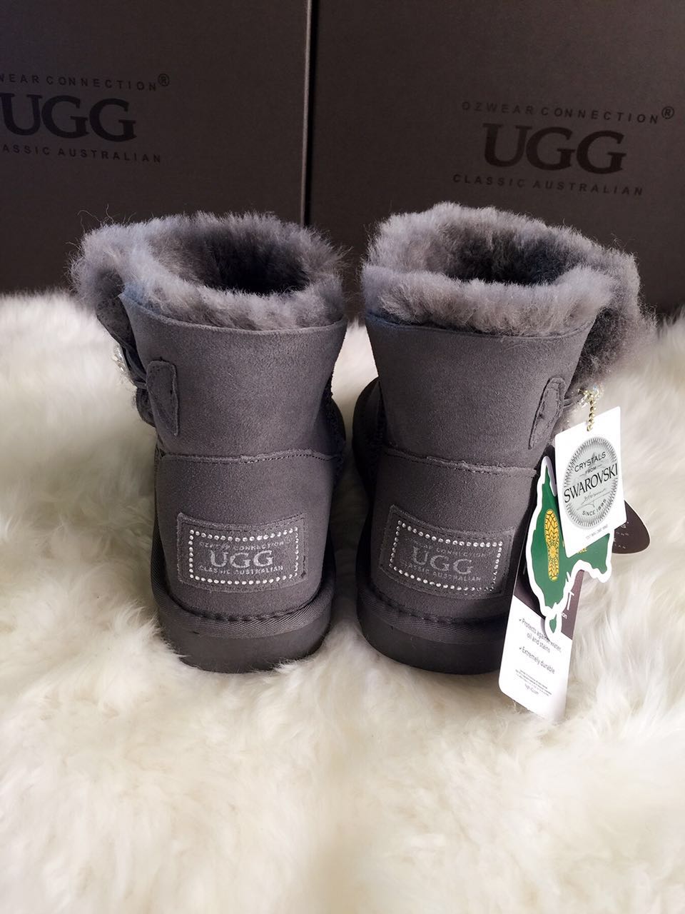 UGG Classic MINI Button With SWAROVSKI Boots (WATER RESISTANT)OB212 OB ...