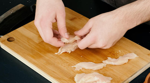 Julienne chicken for stir fry step 1