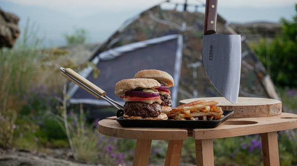 Serve and enjoy the beef burger & fries!