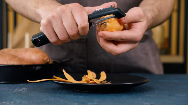 how to peel sweet potatoes for fries