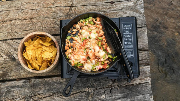 serve and enjoy your campfire chicken nacho