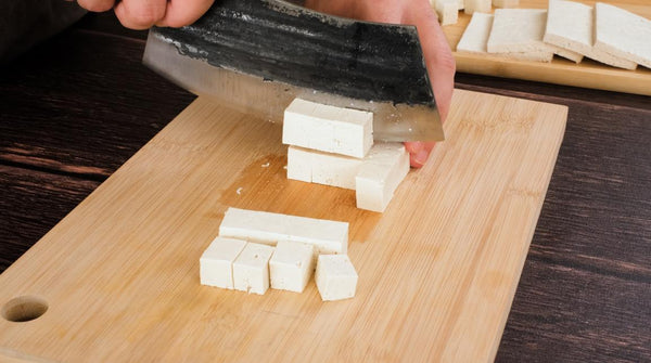 step 3 of dicing your tofu block