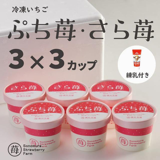 完熟冷凍いちご「さら苺」50g×6カップ 練乳付き – 園村苺園