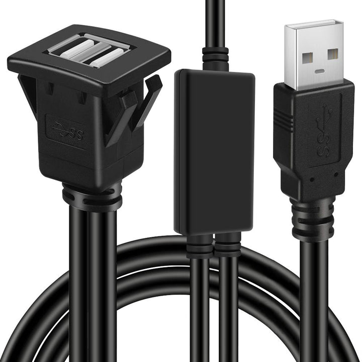 BATIGE Dual Ports Square USB As Hub Mount Flush Cable 3ft | CAR MOUNT USB CABLE | batige.net