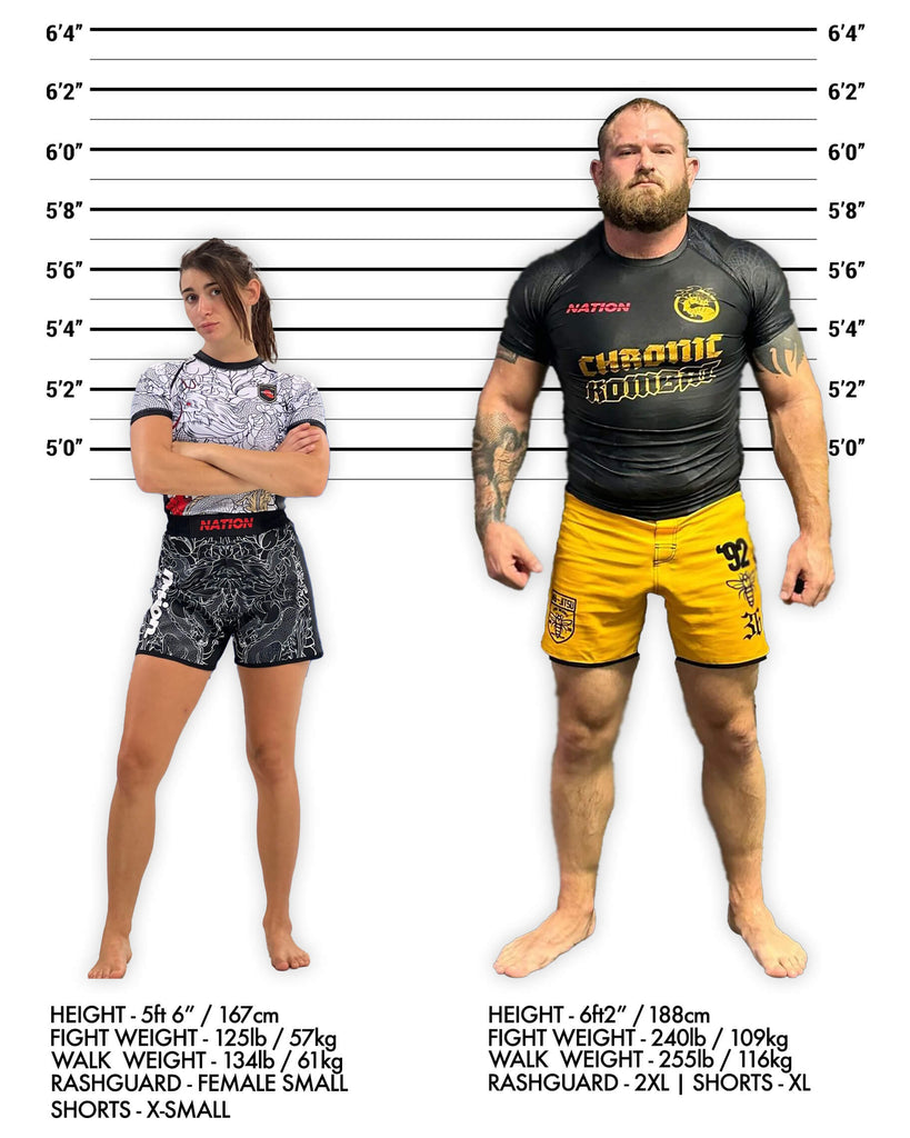 bjj rash guard and grappling shorts size chart nation athletic jiu jitsu