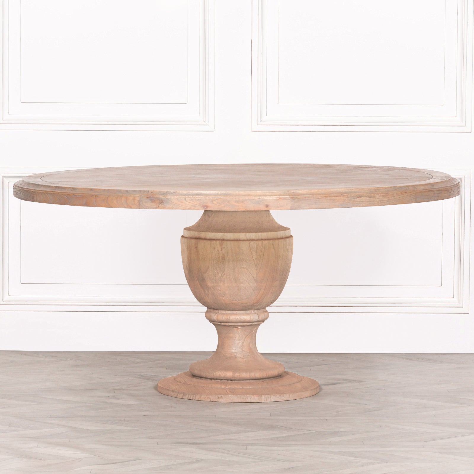 Buy Round Dining Table - 120CM - Glass and Wood - Ebra Natural 61163 in the  UK