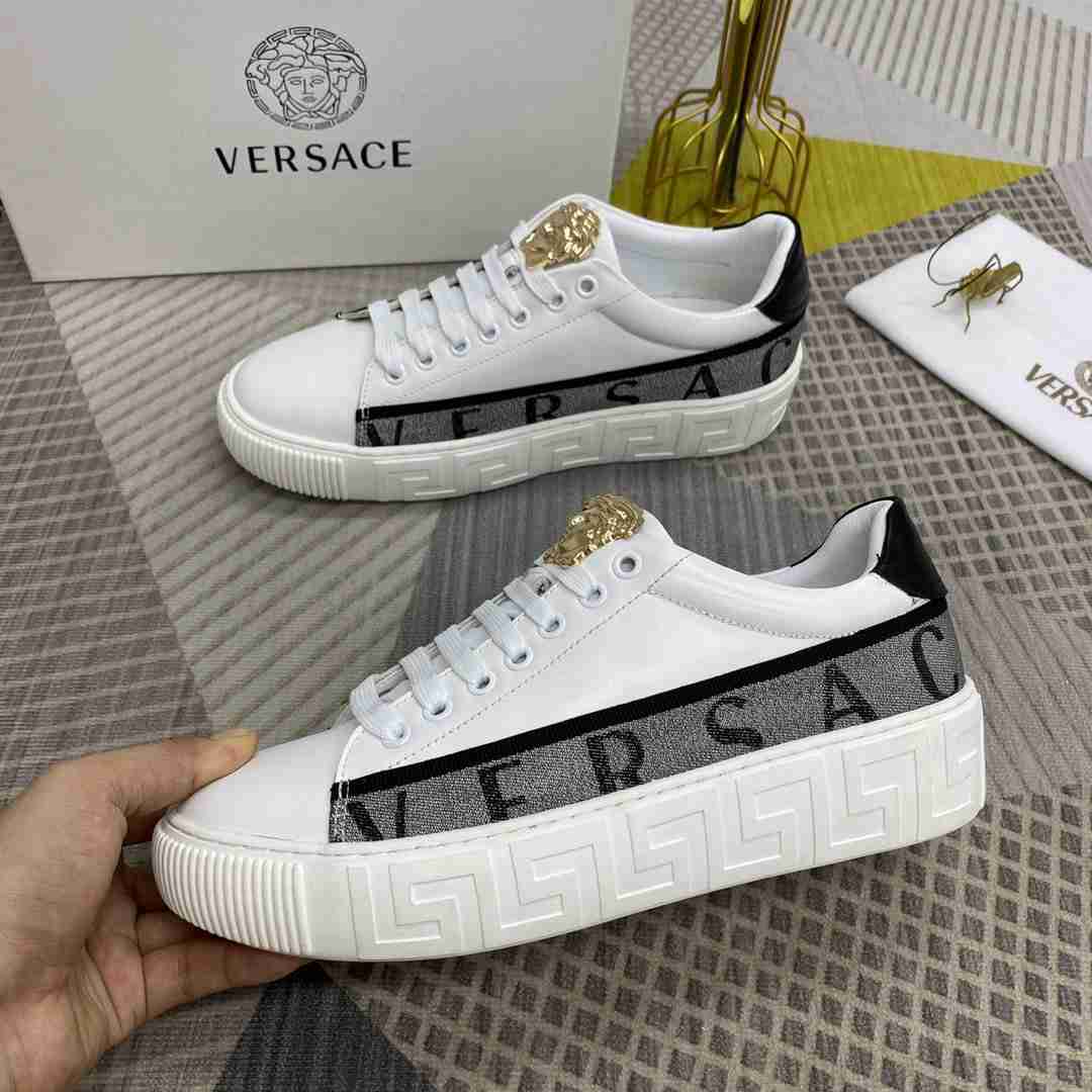 Versace 2022 Newest Men and Women Fashion Leather Low Top Sneake