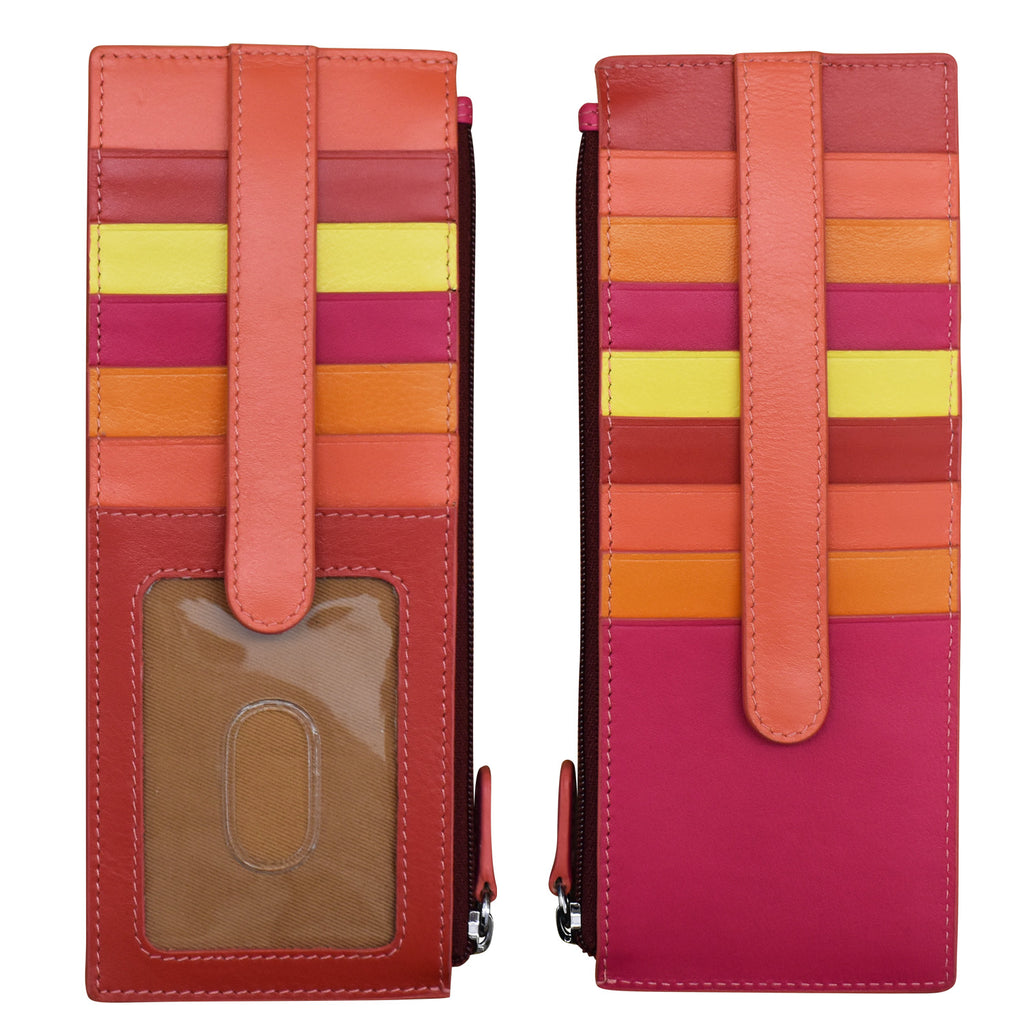 ili New York Leather RFID Bifold Mini Wallet (Orange/Red) - 7831