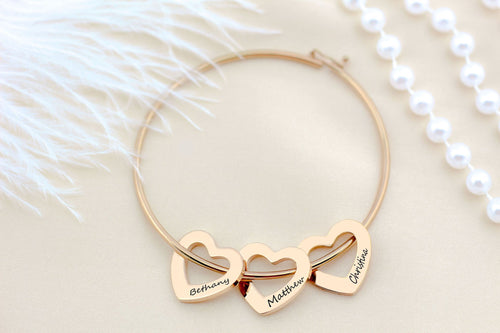 Personalized Bracelet for Mom / Grandma with Kids Names Rose Gold