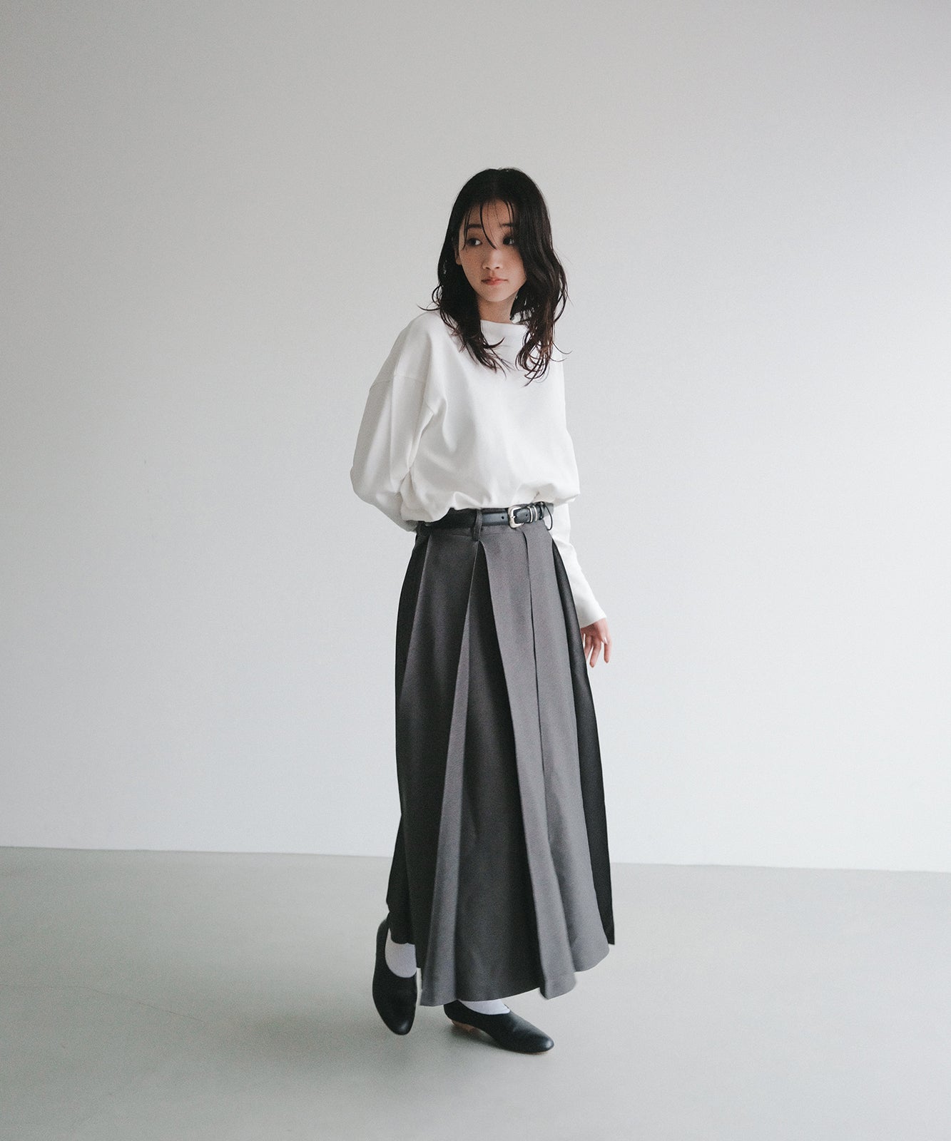 【新品】  foufou / フーフー | 2022SS | super tiered skirt スーパーティアードスカート ベルト付き | 0 | グレー | レディース