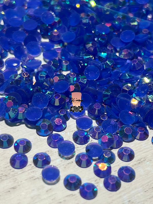 Lt. Sapphire Jelly AB Resin Round Flat Back Rhinestones