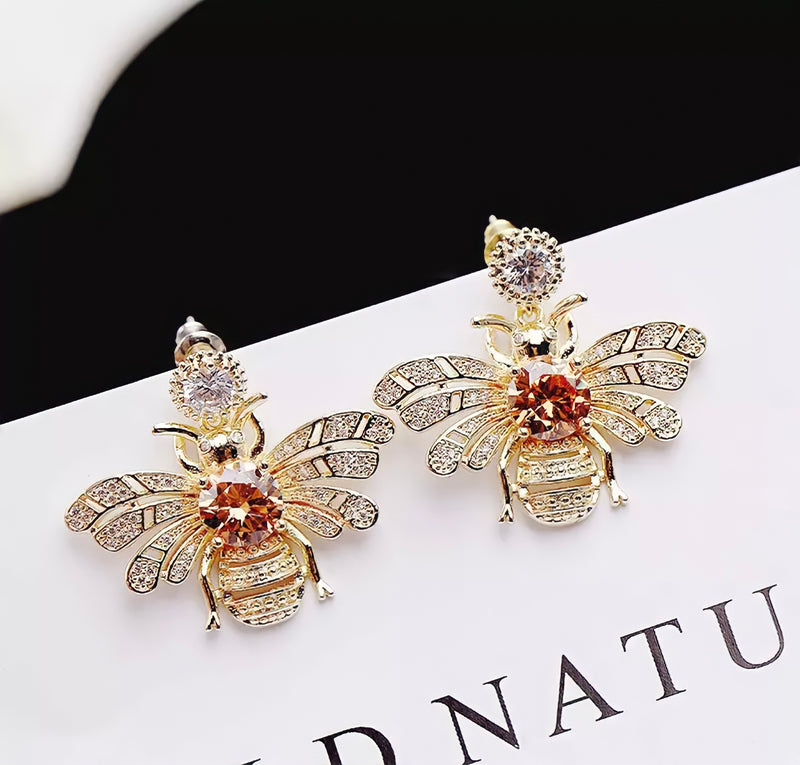 Lovely Animal Bee Cubic Zircon Stud Earrings for Women- Bee Earrings ...