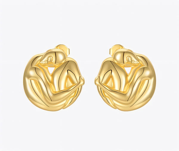 18K Gold Plated Human Body Stud Earrings