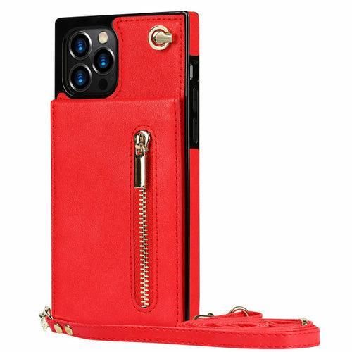Slim Zipper Wallet Back Case for iPhone With Crossbody Strap - Grabyourgadgets 