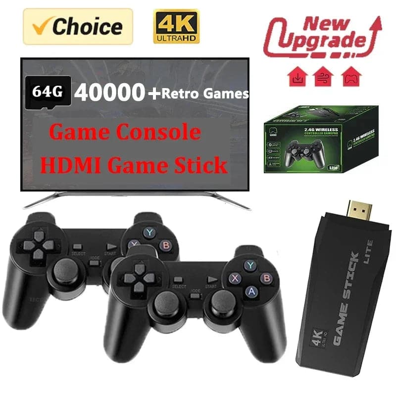 Video Game Sticks M8 Console 2.4G Dual Wireless Controller Game Stick 4K 10000 games 64GB Retro game For Dropshiopping Xmas Gift