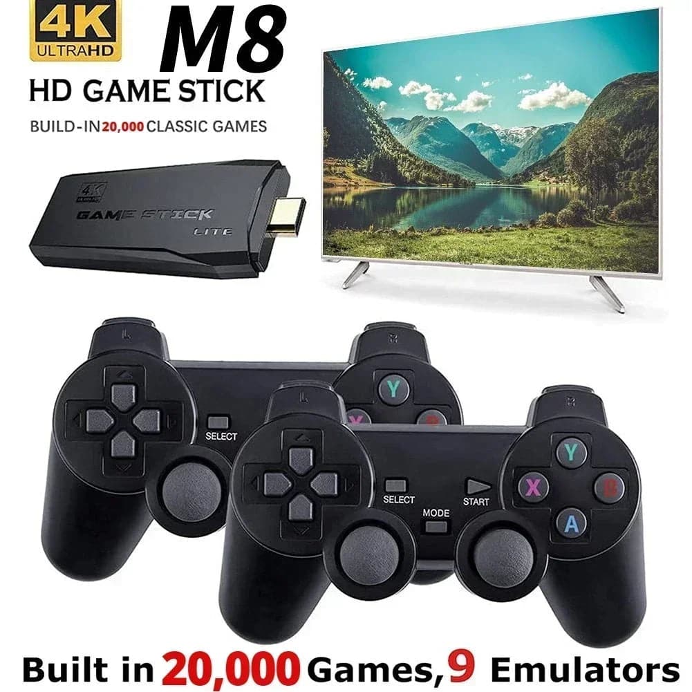 M8 Video Game Console 4K HD Built-in 20000 Games Wireless Controller TV Game Stick Retro Handheld Game Player Dropshipping