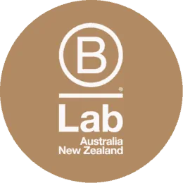 B-corp Lab australia and New Zealand logo in brown circle