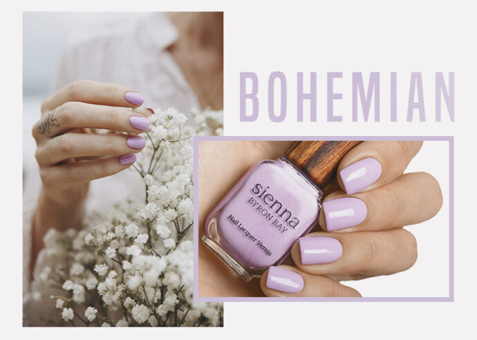 pastel purple lily nail polish hand swatch on fair skin tone by sienna