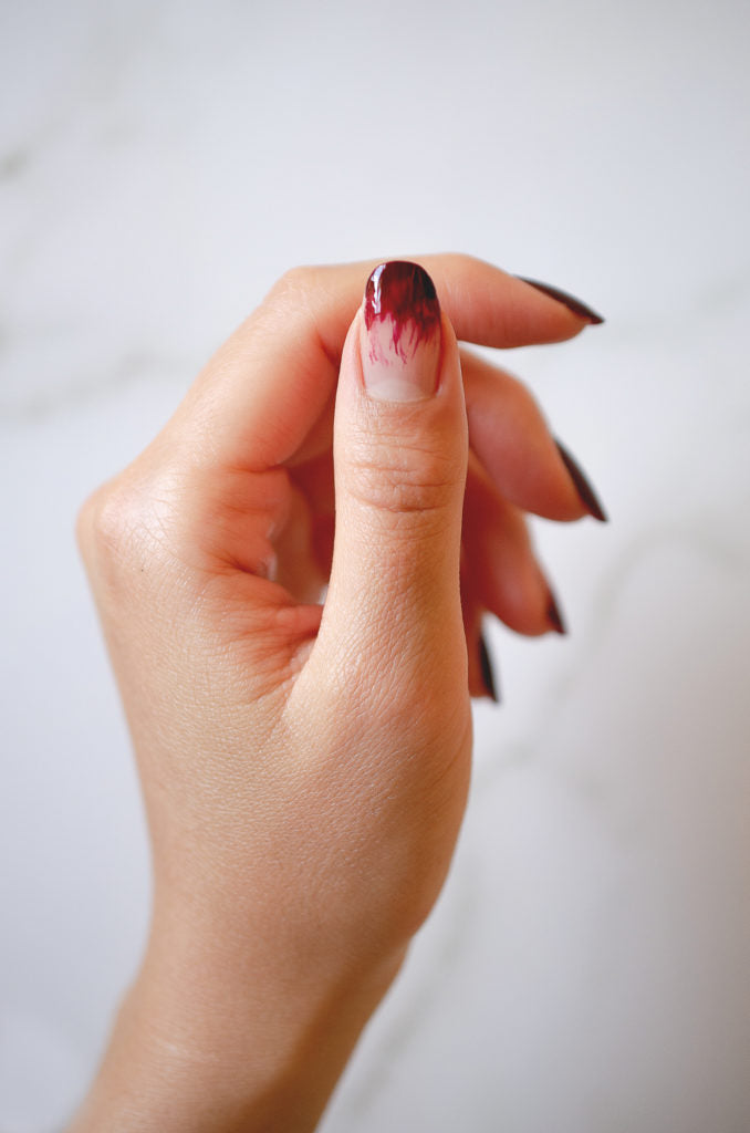 Matte black dripping blood nails for Halloween at La Rose Nails London :  r/NailArt