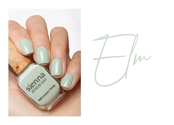 pastel green nail polish hand swatch on fair skin tone by sienna