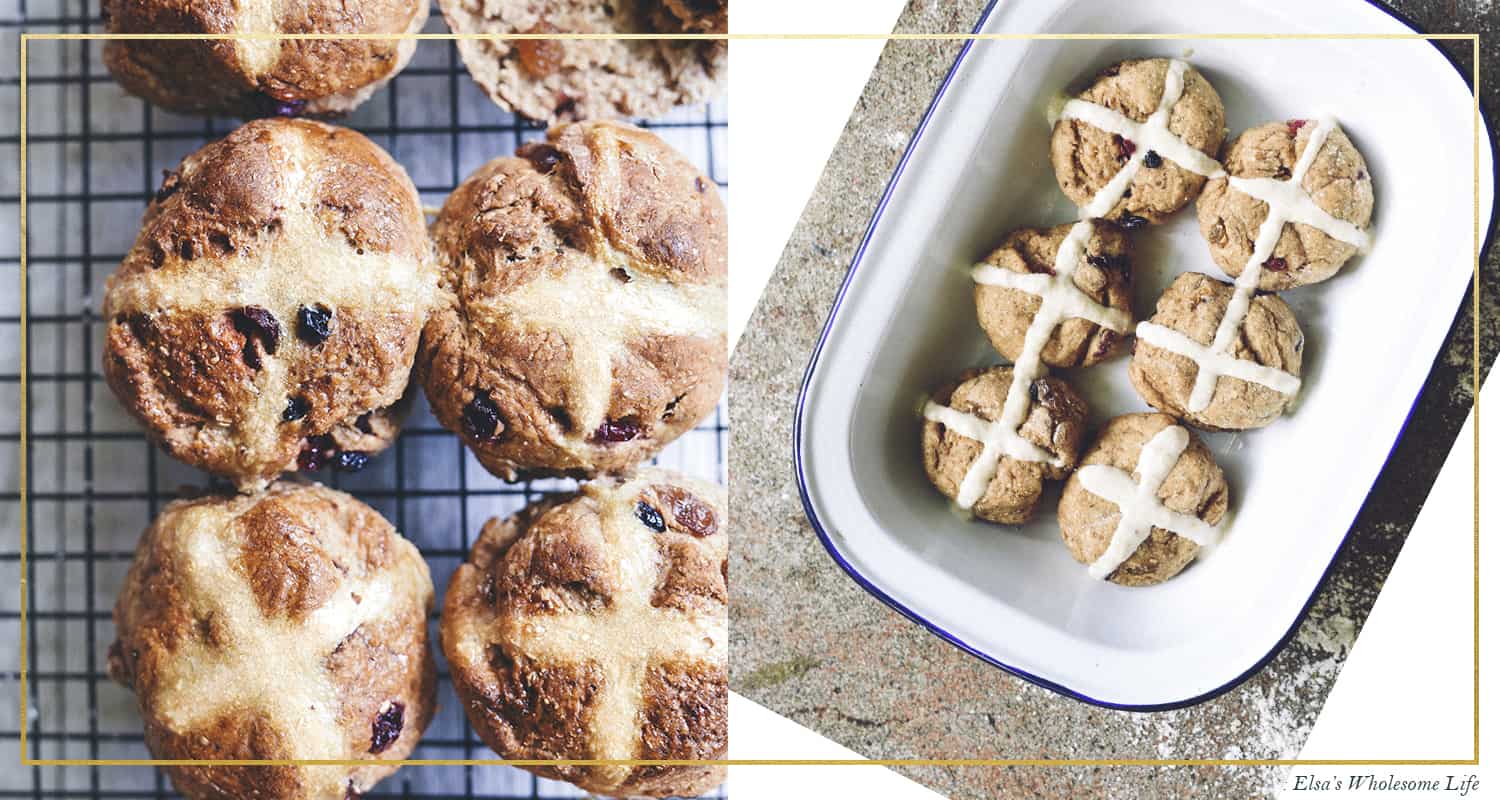 top view of vegan hot cross buns