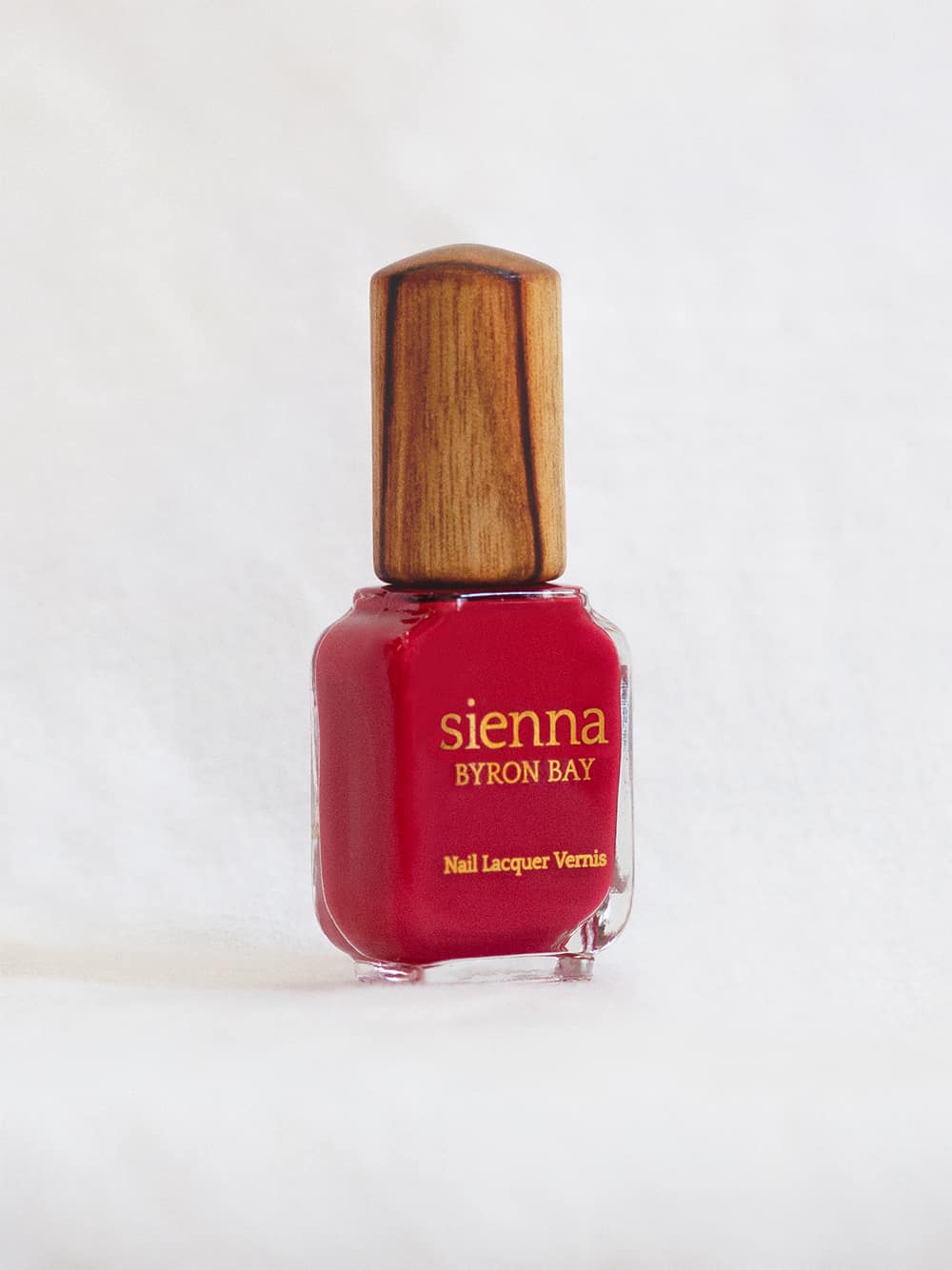 apple Red Nail Polish glass bottle with timber cap by sienna