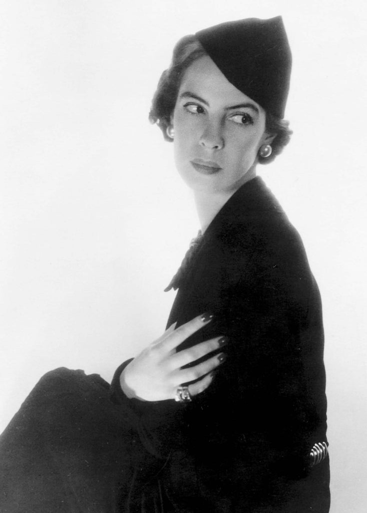 Princess de Faucigny-Lucinge wearing red nail polish black and white photograph