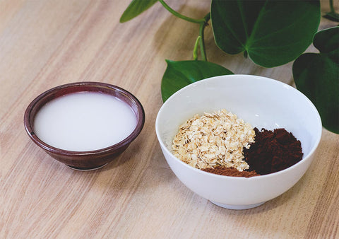 Ingredients to make a Cacao Brightener Vegan Face Mask by Sienna