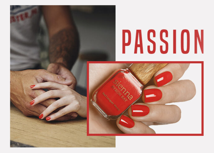 Vermilion Red Nail Polish hand swatch on fair skin tone by sienna