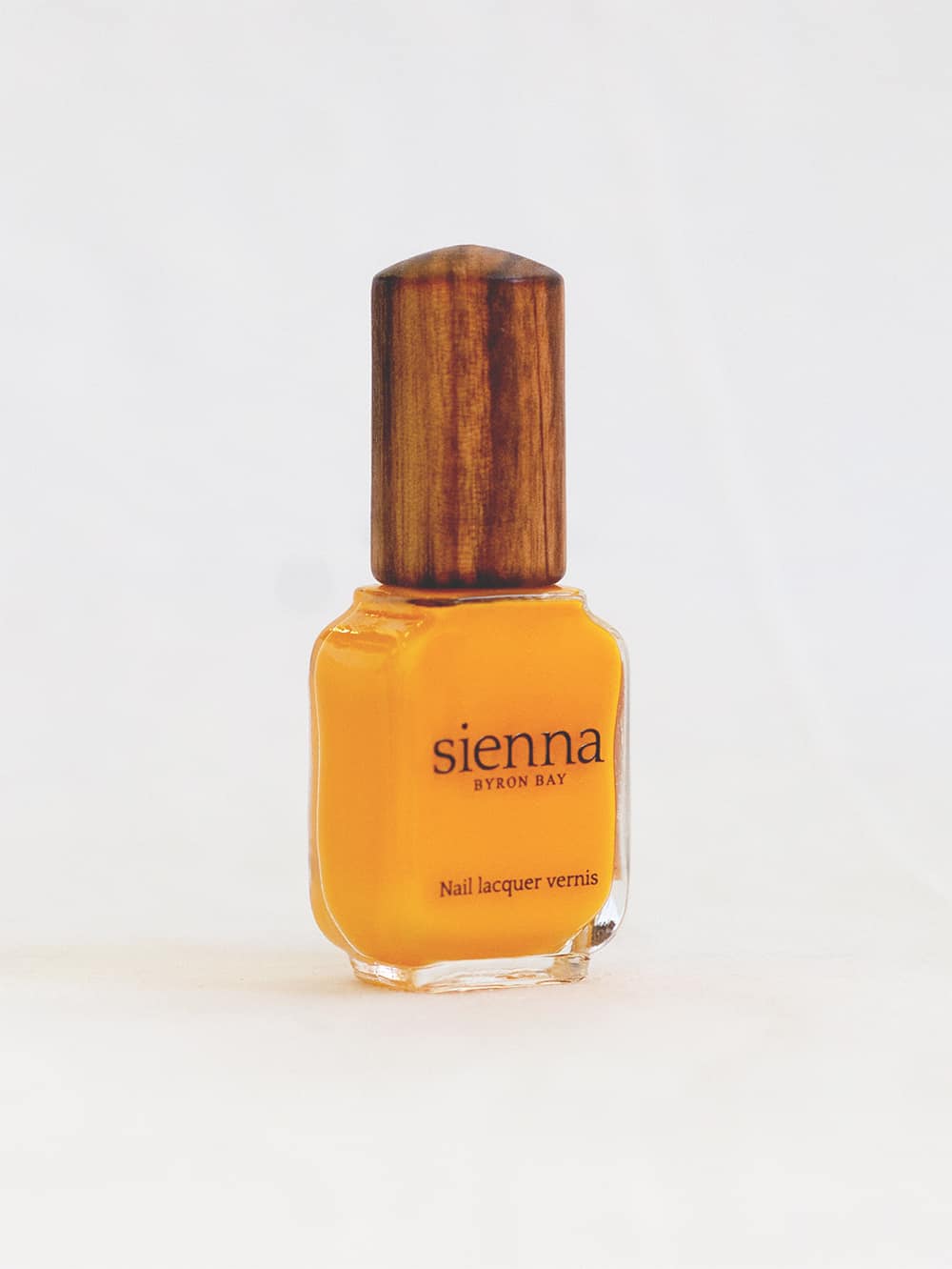 Sunflower Yellow Nail Polish glass bottle with timber cap by Sienna