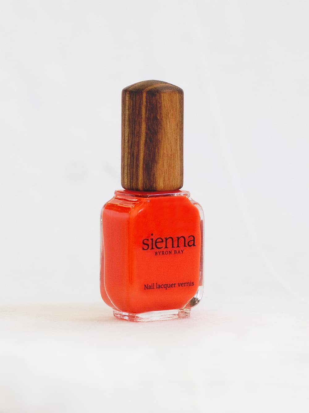 tangerine Orange Nail Polish glass bottle with timber cap by Sienna