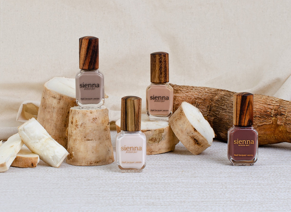 vegan and cruelty free nail polish sienna byron bay laying amongst cassava