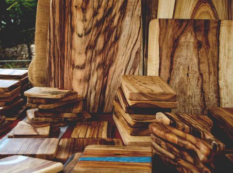 handmade Wood Chopping Board stand at Byron Bay Market