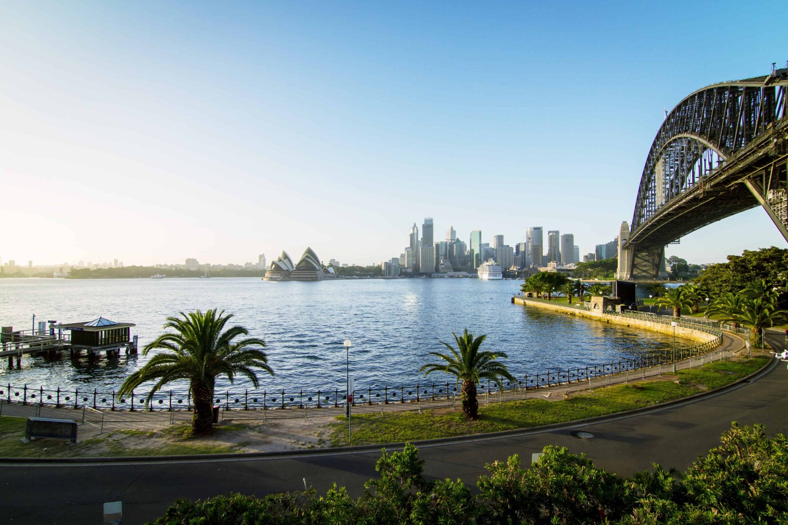 Sydney coastal walk with view of Sydney opera and CBD