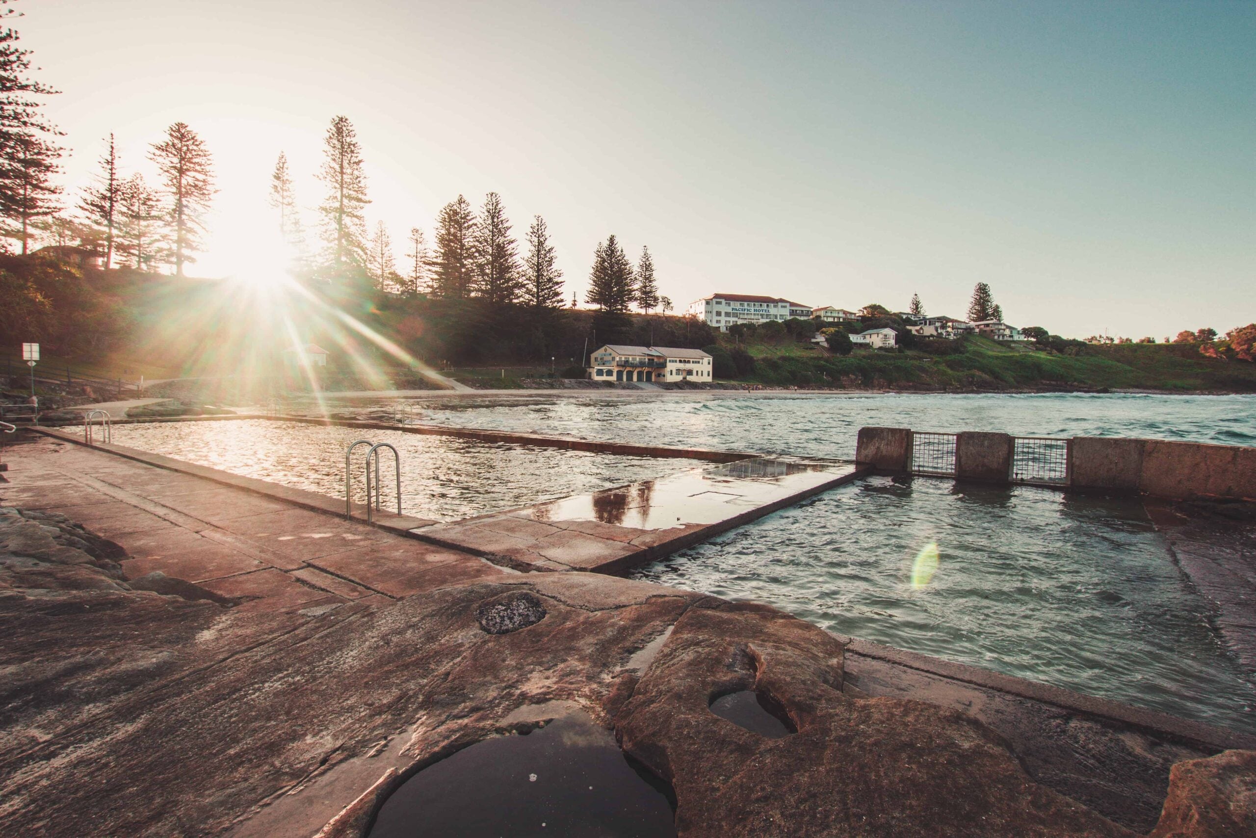 Yamba artificial ocean pools in the morning light