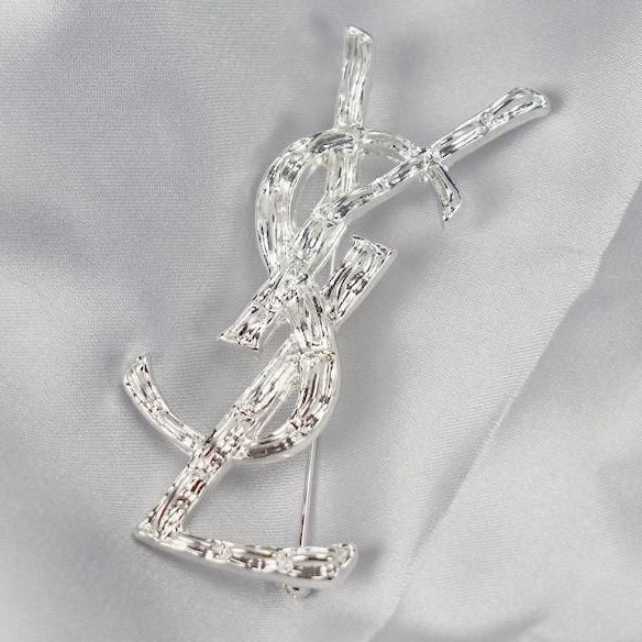 YSL Yves Saint Laurent Letter Brooch Personality Retro Temperame