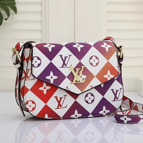 LV Louis Vuitton Fashion Ladies Colorful Letters One Shoulder Messenger Bag Tote Bag