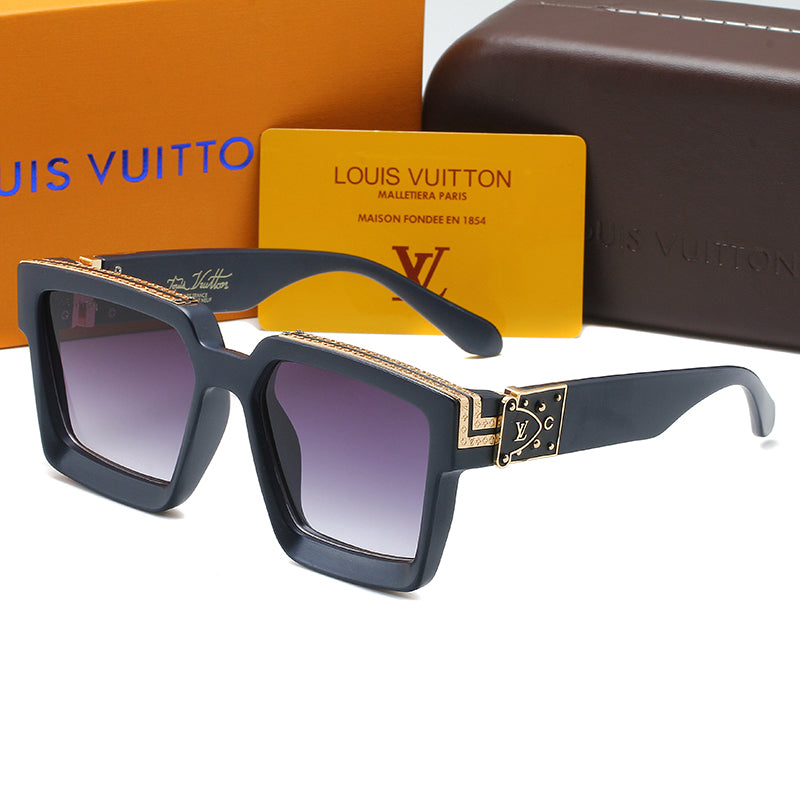 LV Louis Vuitton Hot Sale Letter Logo Couples Large Frame Glasses Beach Sunglasses