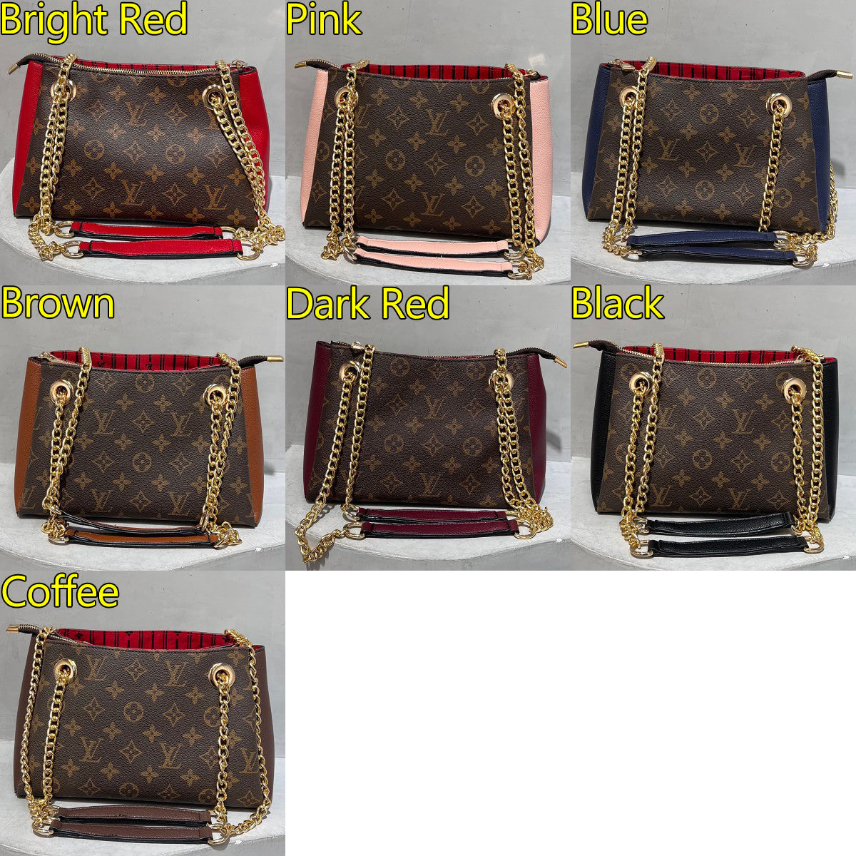 LV LOUIS VUITTON letter printing color zipper shoulder bag messenger bag