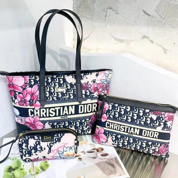 Christian Dior Fashion Women's shoulder bag messenger bag purse shopping bag three piece set