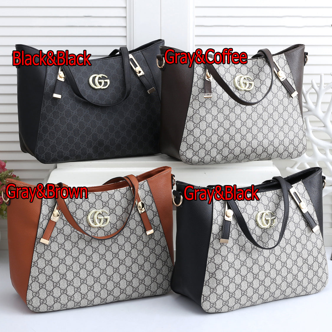 GG GG printed letters stitching color two-piece cosmetic bag shoulder bag messenger bag Gray&Cof