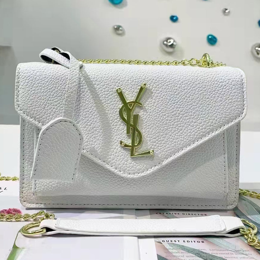 YSL Yves Saint Laurent Gold Letter Flap Tote Bag Women Shopping Shoulder Bag Crossbody Bag