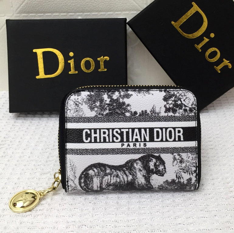 Christian Dior Fashion Ladies Bag Letter Embroidered Short Clutch Wallet Card Holder